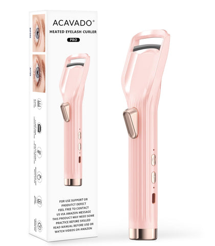 Acavado Heated Eyelash Curler front view in pink