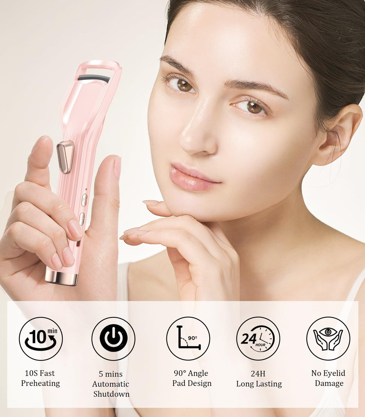 Acavado Heated Eyelash Curler showing LED display
