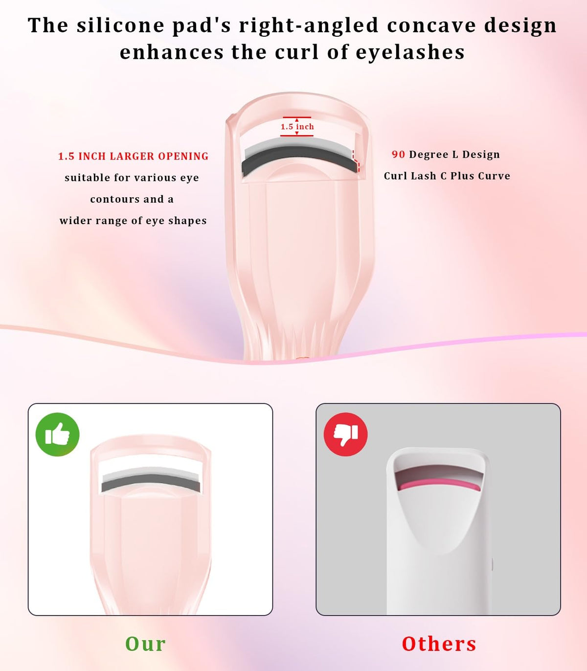 Acavado Heated Eyelash Curler side view with comb