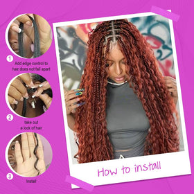 Acbhoa 100% Human Boho Braiding Hair 20inch deep wave #350 Copper styled in braids