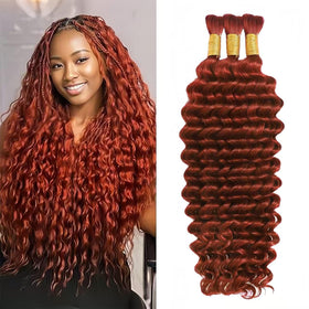Acbhoa 100% Human Boho Braiding Hair Deep Wave 24 Inch #350 Copper front view