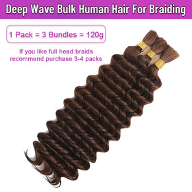 Acbhoa Boho Braiding Hair Deep Wave 16inch Natural Brown packaging