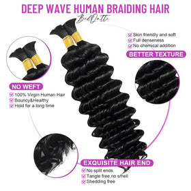 Acbhoa Boho Braiding Hair Deep Wave 18 Inch bundles side view