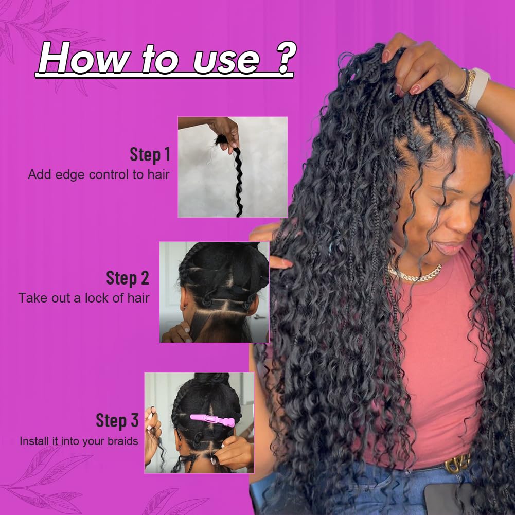 Acbhoa Boho Braiding Hair Deep Wave 18 Inch displayed with accessories