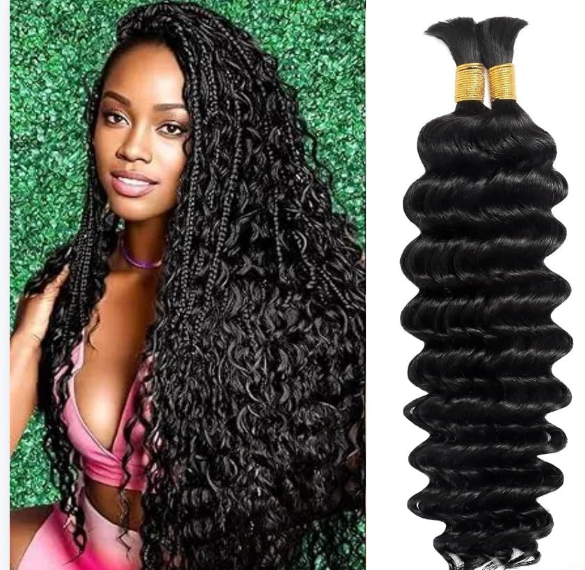Acbhoa Boho Braiding Hair Deep Wave 18 Inch natural colour front view