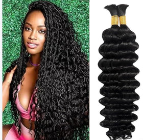 Acbhoa Boho Braiding Hair Deep Wave 18 Inch natural colour front view