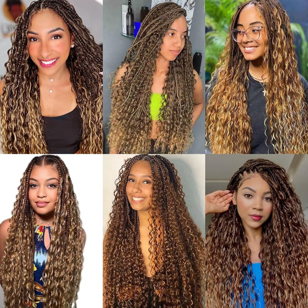 Acbhoa Boho Braiding Hair Deep Wave 22 inch bundles side view