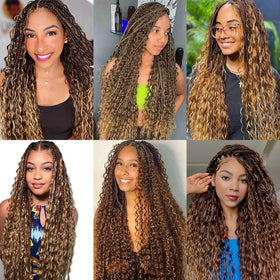 Acbhoa Boho Braiding Hair Deep Wave 22 inch bundles side view