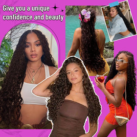 Acbhoa Boho Braiding Hair Deep Wave bundles displayed