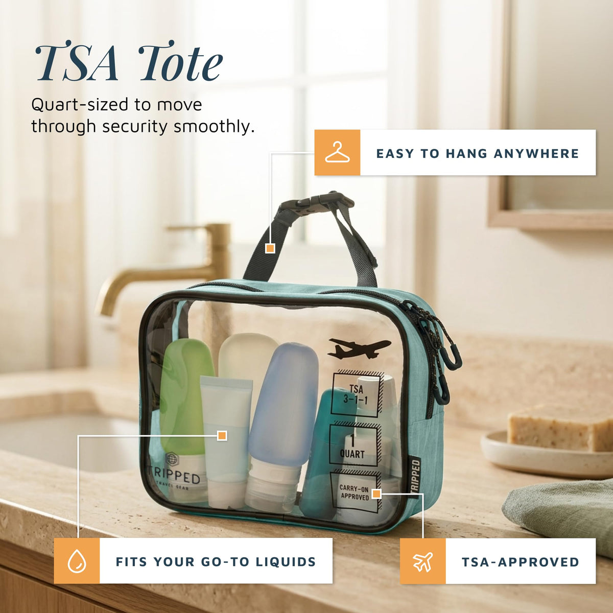 Accessory organiser pouch with travel items inside