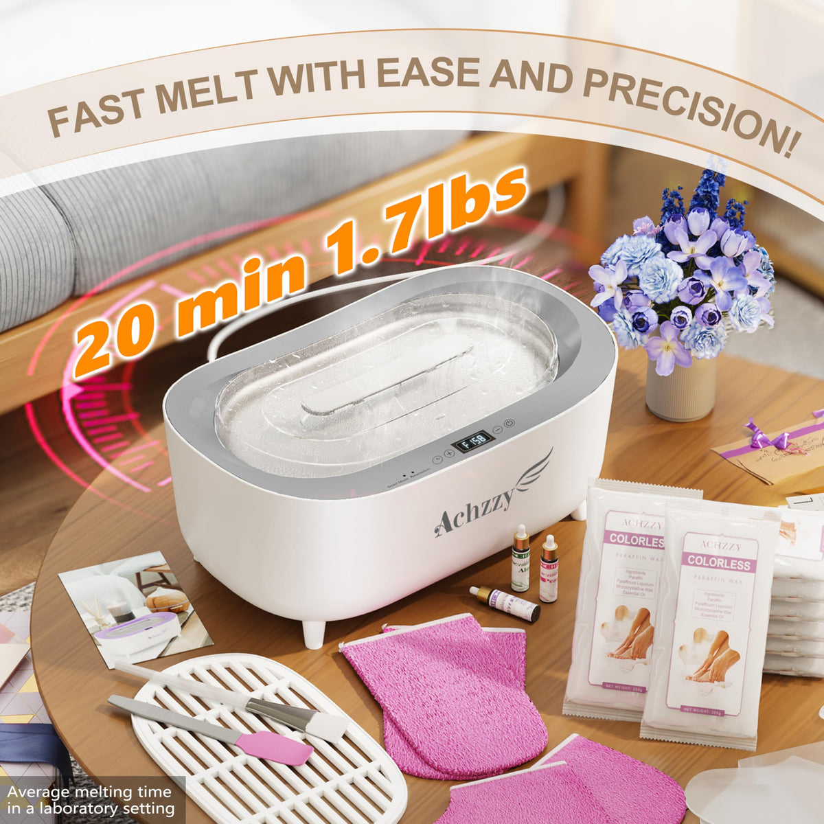 Achzzy Paraffin Wax Machine complete kit with unscented wax