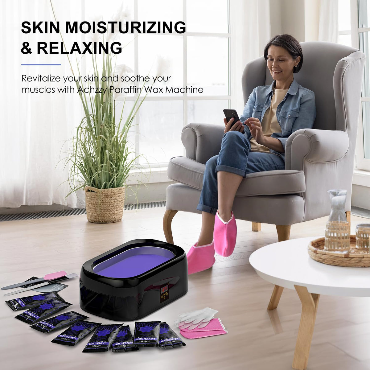 Achzzy paraffin wax machine packaging and accessories
