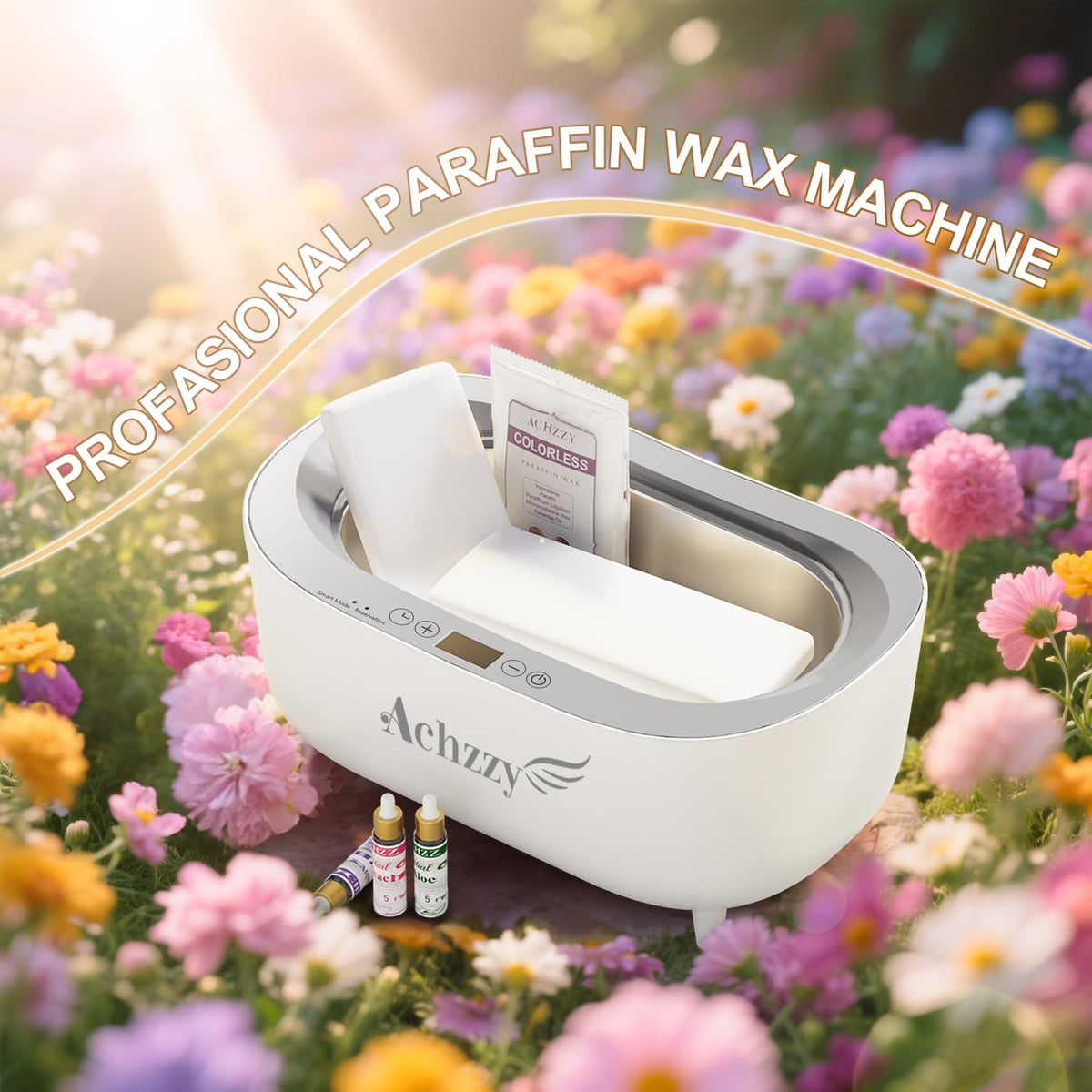 Achzzy Paraffin Wax Machine with accessories laid out