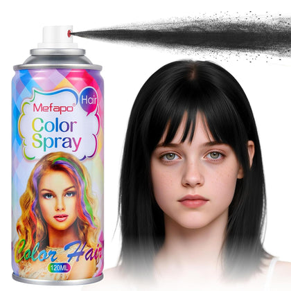 Acomler Temporary Hair Color Spray Black 4.06Oz front view
