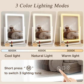 Acoolda makeup mirror showing detachable 10X magnifying mirror