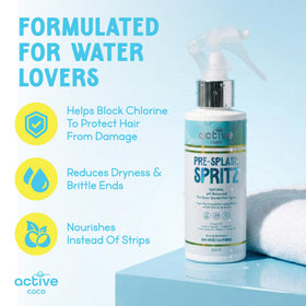 Active COCO Pre Swim Hair Protection Spray in a lifestyle setting