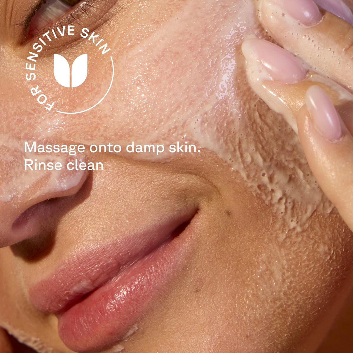 Acure cleansing cream application on damp skin