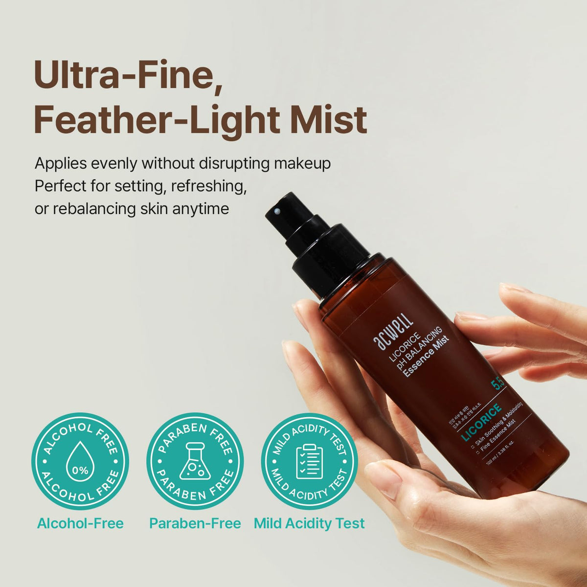 ACWELL Licorice Face Mist misting on skin