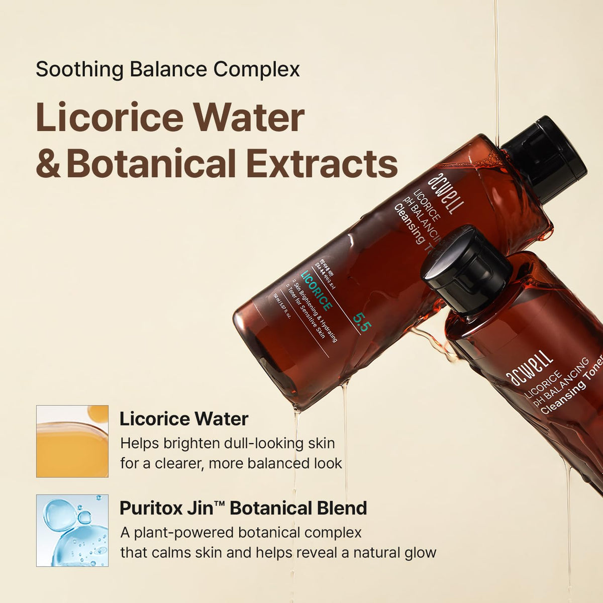 ACWELL Licorice Toner application on cotton pad