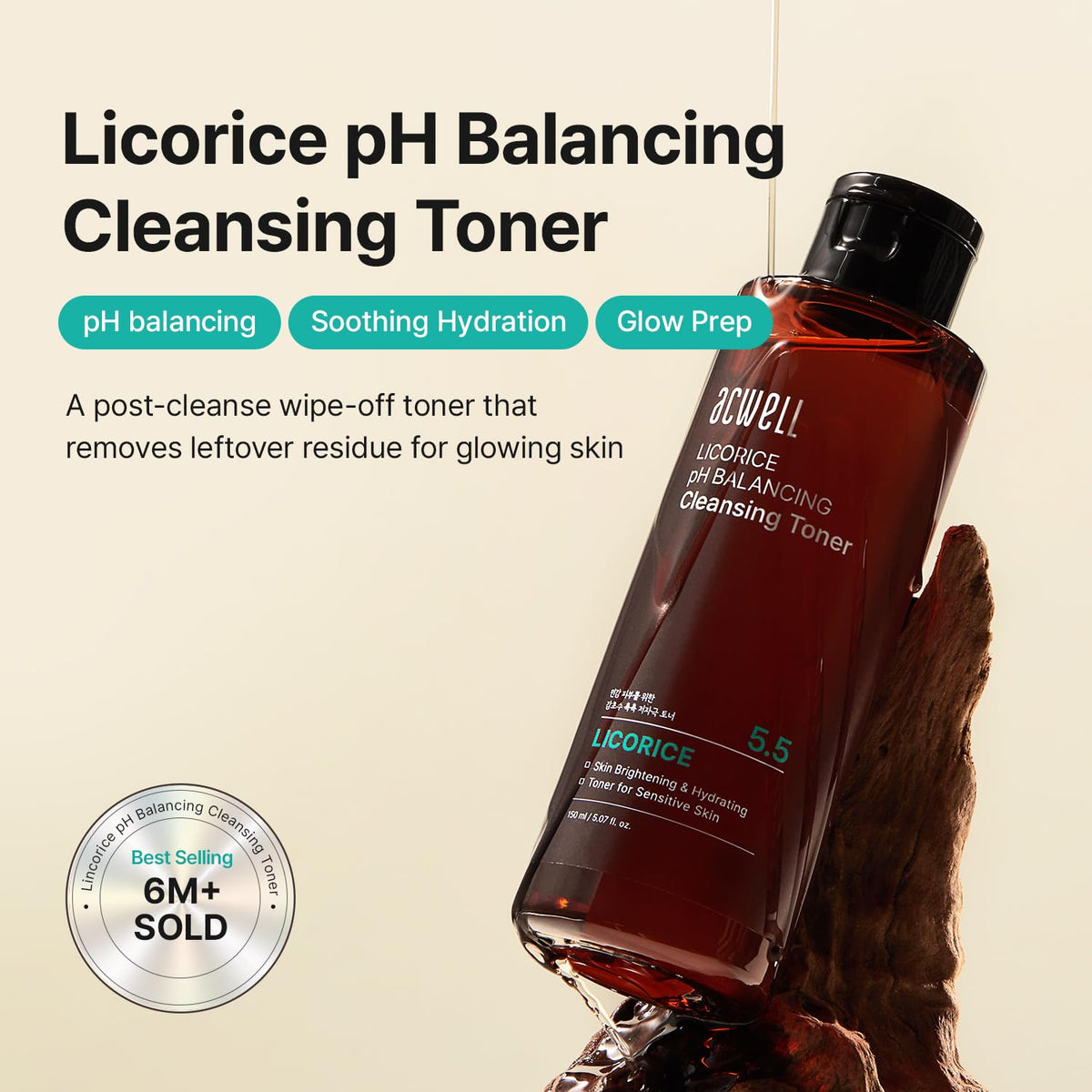 ACWELL Licorice Toner bottle with label details