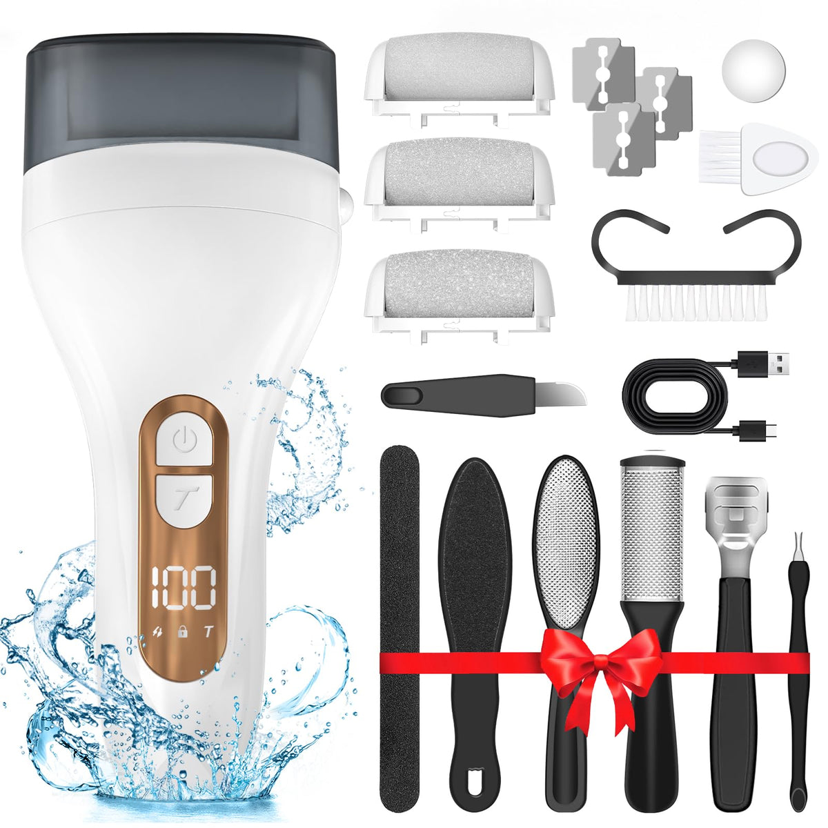 AdamPark Electric Callus Remover front view with roller heads