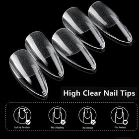 AddFavor almond nail tips showing natural fit on nails