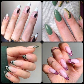AddFavor almond nail tips with a matte texture close-up