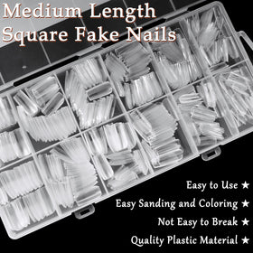 AddFavor medium square nail tips showing texture