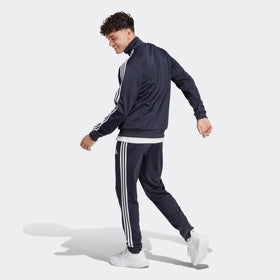 adidas Men's 3-Stripes Tricot Track Suit laid flat for detail