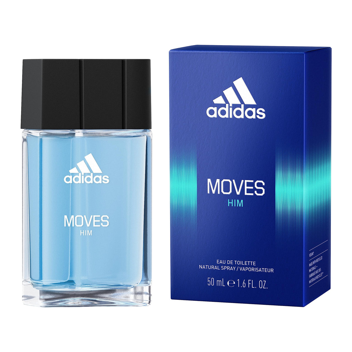 Adidas Moves Him Eau de Toilette bottle close-up