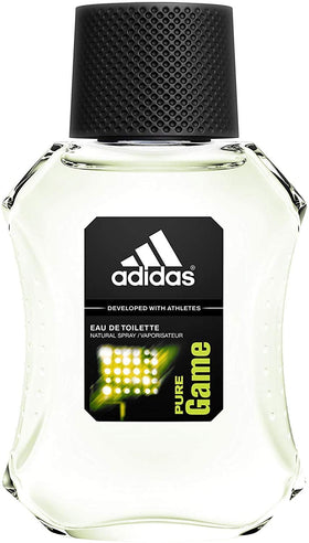 adidas Pure Game Eau De Toilette Spray 3.4 oz bottle side view