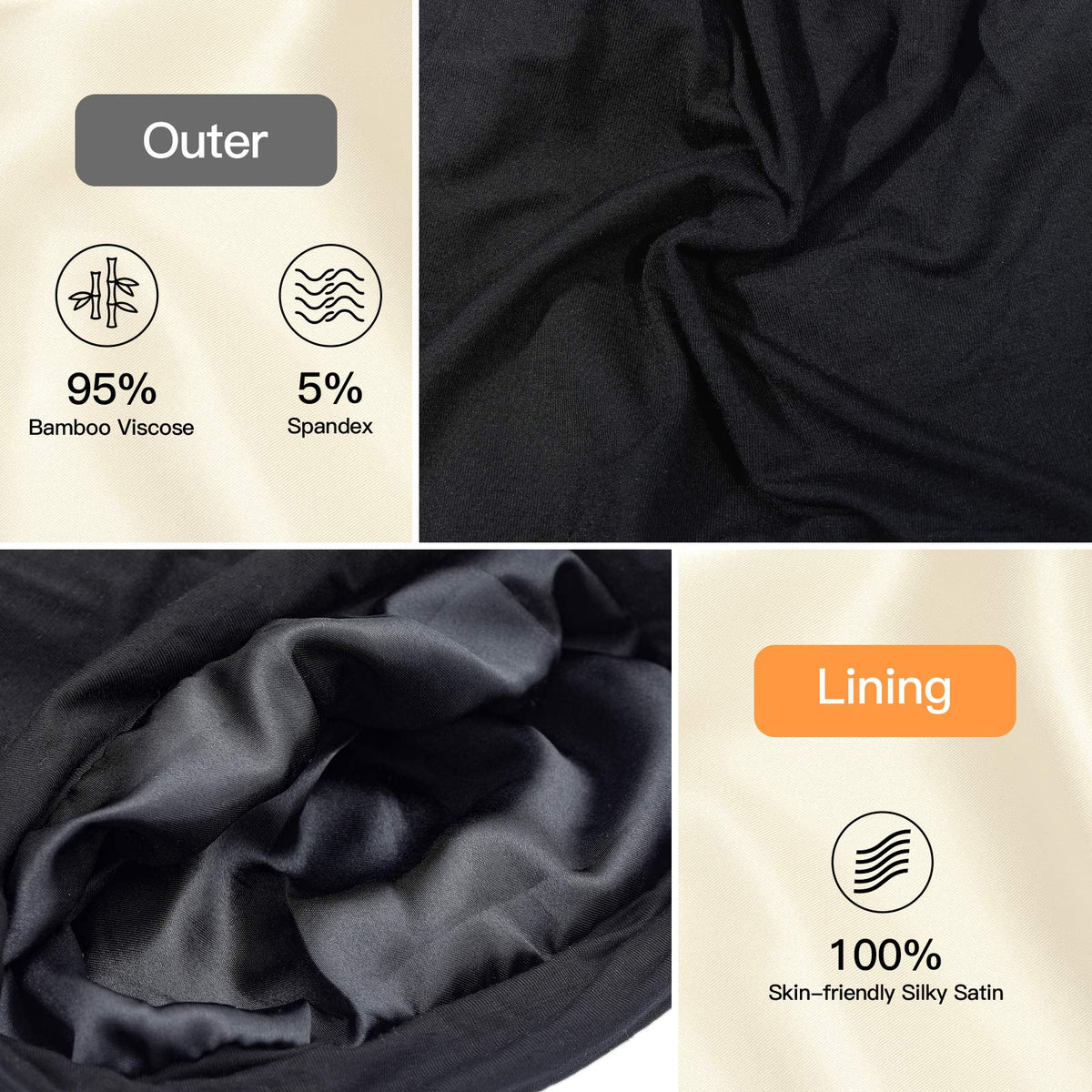 Adjustable strap of GB Selected Silk Satin Lined Bonnet Sleep Cap