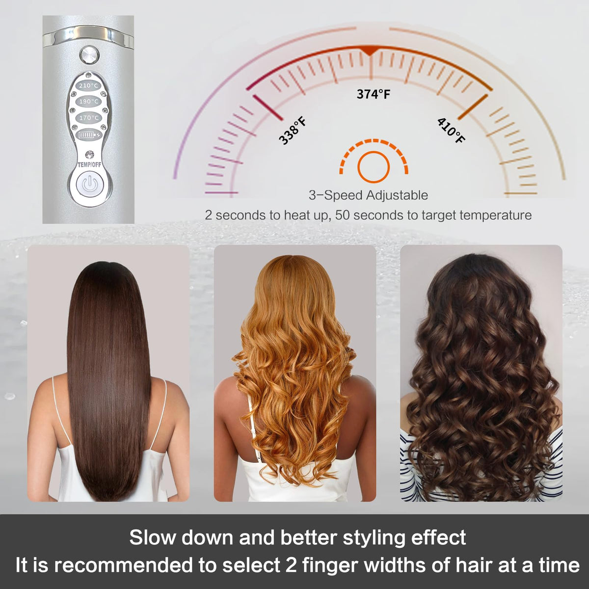 ADOBIRD Cordless Hair Straighteners demonstrating straightening hair