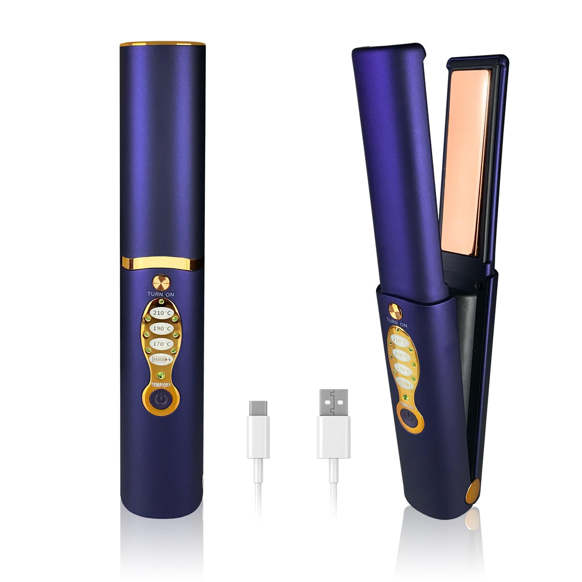 ADOBIRD Cordless Hair Straighteners front view with titanium plates