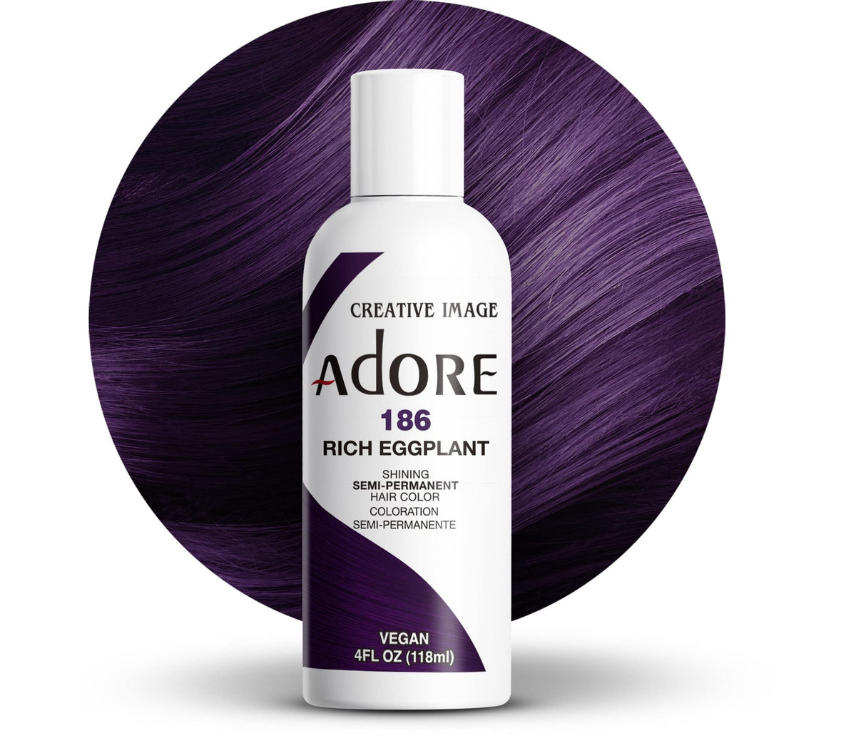 Adore Semi Permanent Hair Color 186 Rich Eggplant front view