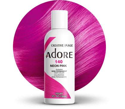Adore Semi Permanent Hair Colour 140 Neon Pink 4 Fl Oz front view