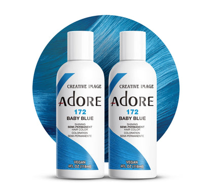 Adore Semi Permanent Hair Colour 172 Baby Blue front view with packaging