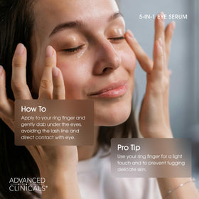 Advanced Clinicals 5-in-1 Eye Serum in lifestyle setting