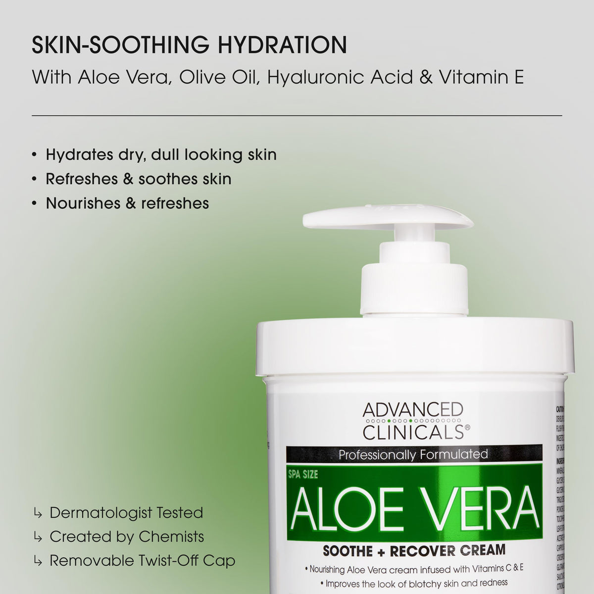 Advanced Clinicals Aloe Vera Lotion 16oz back view