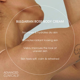 Advanced Clinicals Bulgarian Rose Lotion on a bathroom shelf