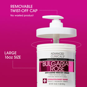Advanced Clinicals Bulgarian Rose Lotion with ingredients display