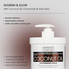 Advanced Clinicals Coconut Oil Body Cream 16oz back view