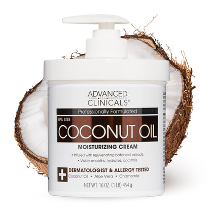 Advanced Clinicals Coconut Oil Body Cream 16oz front view
