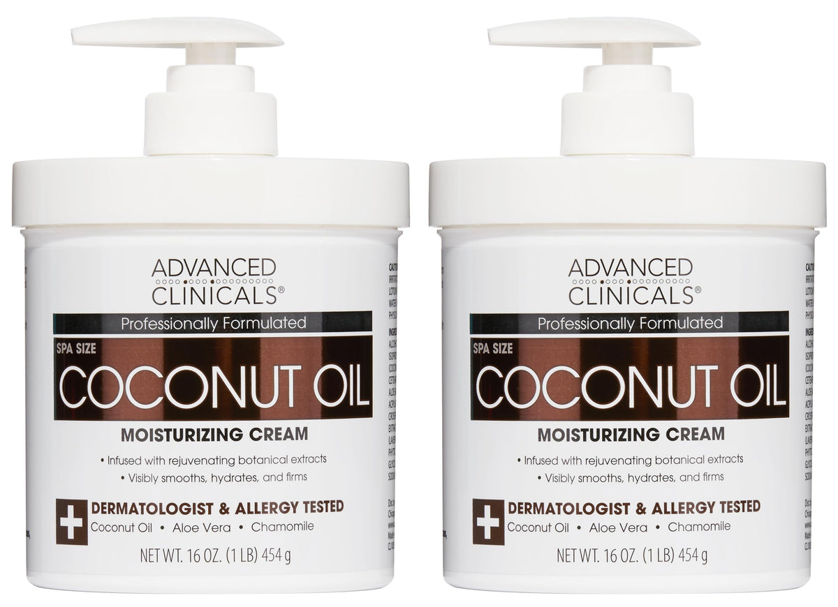 Advanced Clinicals Coconut Oil Body Cream 16oz front view