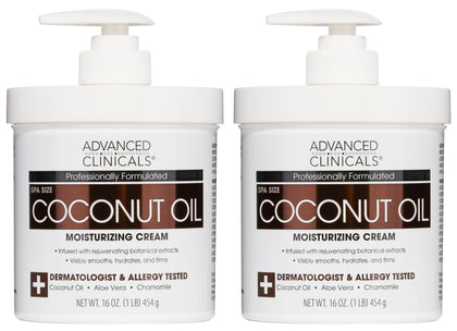 Advanced Clinicals Coconut Oil Body Cream 16oz front view