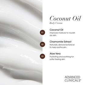 Advanced Clinicals Coconut Oil Body Cream being applied to hands