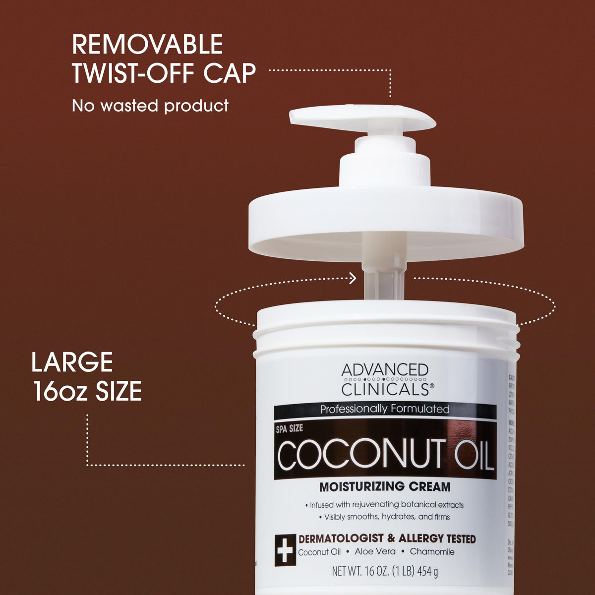 Advanced Clinicals Coconut Oil Body Cream creamy texture close-up