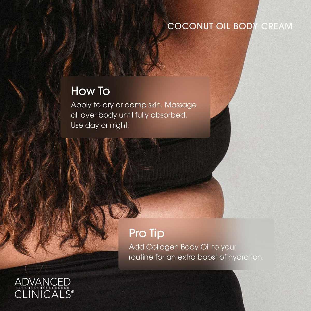 Advanced Clinicals Coconut Oil Body Cream packaging details