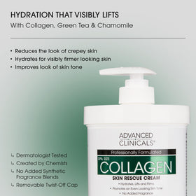 Advanced Clinicals Collagen Cream body lotion tube front view