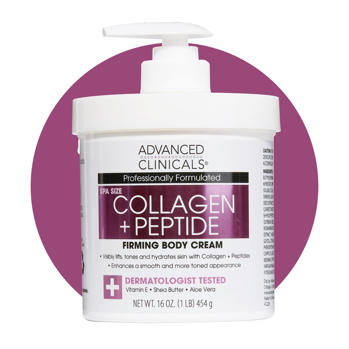 Advanced Clinicals Collagen Peptides Body Lotion 16 oz front view